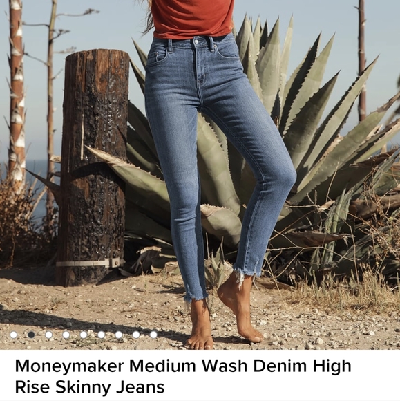 Moneymaker Medium Wash Denim High Rise Skinny Jeans - Picture 1 of 4